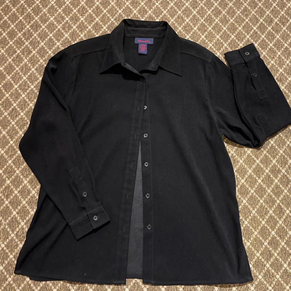 Denim&Co Classic Black Shirt velour